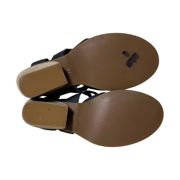 ANTELOPE Black Leather Scallop Crossover Ankle Strap Sandals Heels Size 37 6 6.5 - Picture 8 of 11